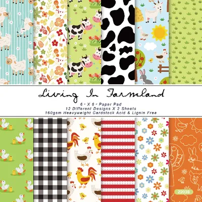 KSCRAFT Farm 6" Single-side Printed Vintage pattern creative papercraft art paper handmade