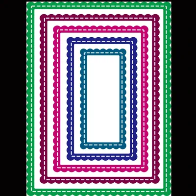 Scallop Rectangle Stitched Sewing line Frame Cutting Dies Scrapbooking Dies Metal Embossing Stamps