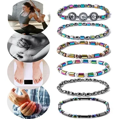 1PC Weight Loss Anklet Black Gallstone Magnetic Bracelet Therapy Arthritis Pain Relief Health Care Anklets Jewelry Hematite