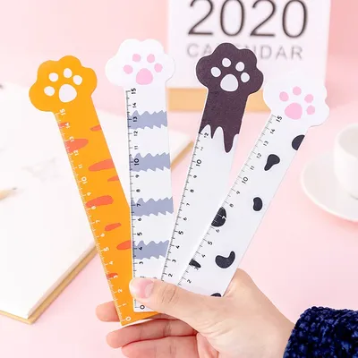 15 CM Pink Cute Cat Paw Wooden Straight Rulers Kawaii School Office Supplies Planner Accessories