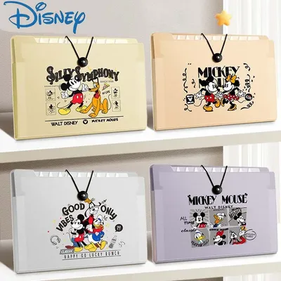 Disney Mickey Mouse A4 Multi-Layer Folder Dutton File Bag File Bag Organ Bag Large Capacity Simple