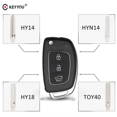 KEYYOU 3 Button Folding Flip Remote Key Shell Case Smart Car Key Fob Uncut Blade For Hyundai i10 i20