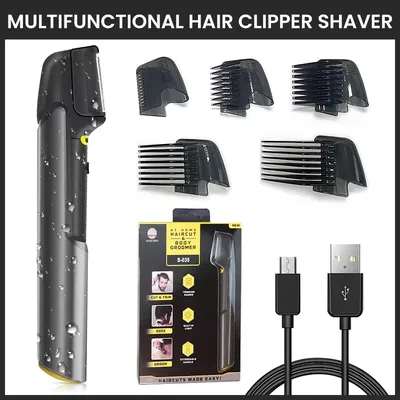 Men's Household Hair Clipper 5 in 1 Multifunctional Rechargeable Shaver Waterproof Retractable Body