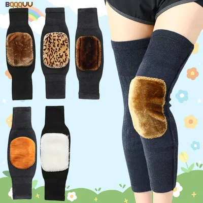 1Pair Unisex Cashmere Wool Knee Brace Pads Winter Windproof Leg Warmers Thicken Lengthen Breathable