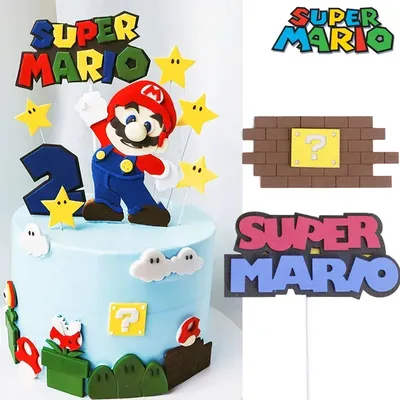 Super Mario Bros Cake Topper Anime Children Birthday Cake Decoration Baking Dessert Cake Insert Cupcake Wedding Party Supplies