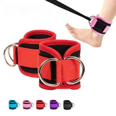 Fitness Ankle Straps Adjustable D-Ring Support Cuffs Gym Leg Strength Workouts Pulley With Buckle