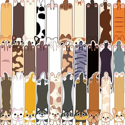 30Pcs Cartoon Cat and Dog Series Simple Handheld Art Creative Material Ins Reading Paper Bookmark