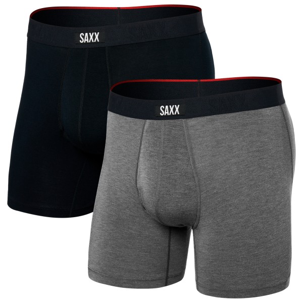 Saxx - Vibe Xtra Boxer Brief Fly 2-Pack - Kunstfaserunterwäsche Gr XL grau/schwarz