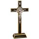Standing Saint Benedict Medal Crucifix | Patron Saint of Students and Europe | Catholic Home Décor | Great Gift for Baptism, First Holy Communion, and Confirmation (Gold-Tone and Black)