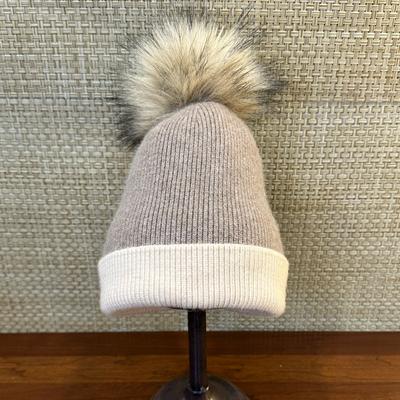 Anthropologie Accessories | Anthropologie Norla Canada Alpaca Wool Blend Tan & Cream Pom Beanie | Color: Cream/Tan | Size: Os