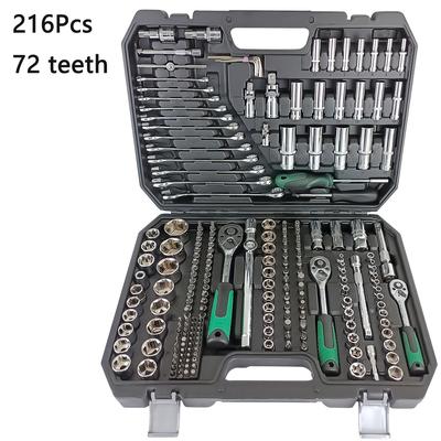 "TEMU High-end Professional 216-54pcs Machine Tool Set, 1/2 *1/4" 3/8" Drive Depth And , Ratchet Wrench Set, Torque Wrench, Car Repair And Household Machine Tool Set For Car And Bicycle Repair Tools" Image
