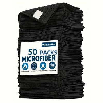 TEMU Black Flat Car Cleaning Cloth Set, Super Soft, Quick-drying And Absorbent Image