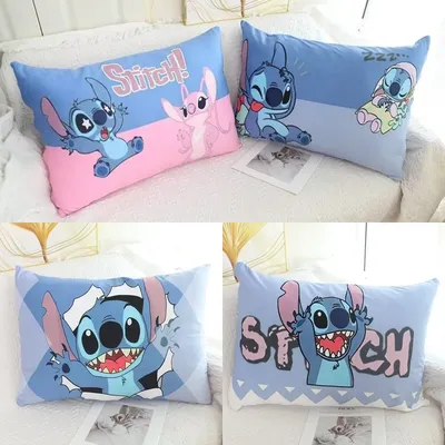 Lovely Stitch Kissenbezug Cartoon Lilo & Stitch Angel Kissenbezug Niedlicher Anime Kissenbezug Bett Image