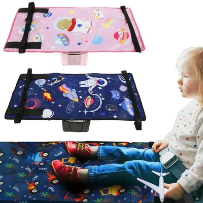 Kids Airplane Footrest Portable Kids Airplane Seat Extender Colorful Airplane Foot Hammock Breathable Toddler Airplane Bed