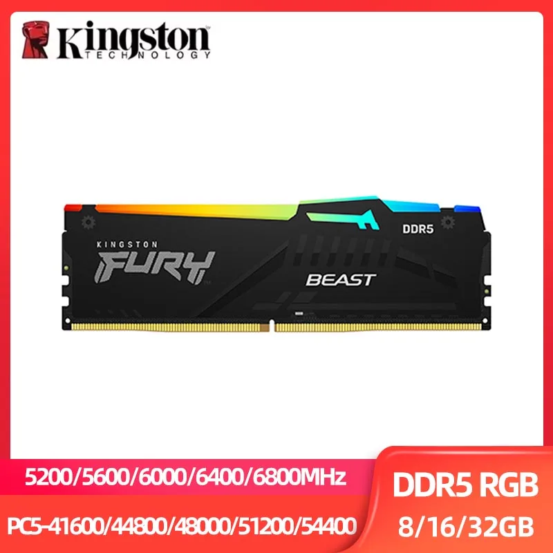 Kingston FURY Beast RGB DDR5 RAM 8 GB 16 GB 32 GB 5200 5600 6000 6400 6800 MHz Desktop AMD Intel CPU Motherboard Speicher 288 PIN 1,1 V Image
