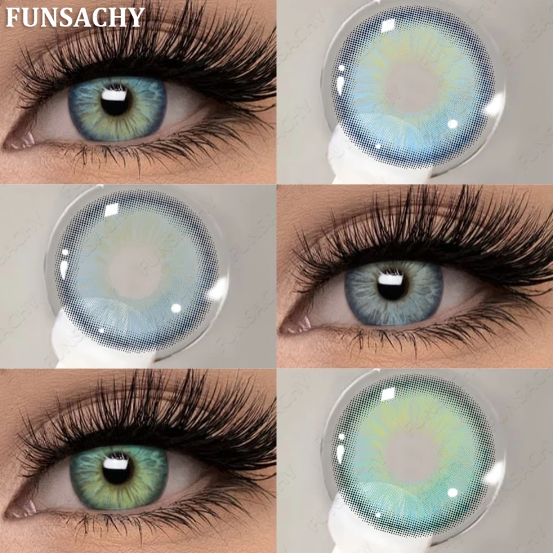 FUNSACHY 2 Stück Colorcon Kontaktlinsen Grau Schüler für Augen Mode Farbkontaktlinsen Augen Make-up Schönheit Kosmetik Blaue Linsen Image