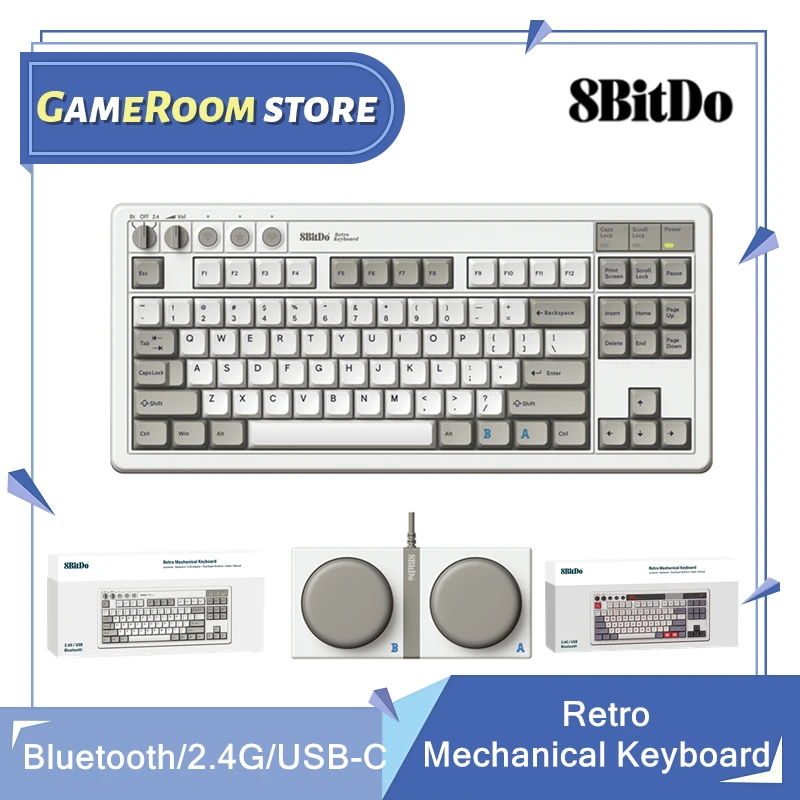 8Bitdo Retro mechanische Tastatur, Bluetooth/2,4G/USB-C Hot-Swap-fähige Gaming-Tastatur mit 87 Tasten für Windows und Android Image
