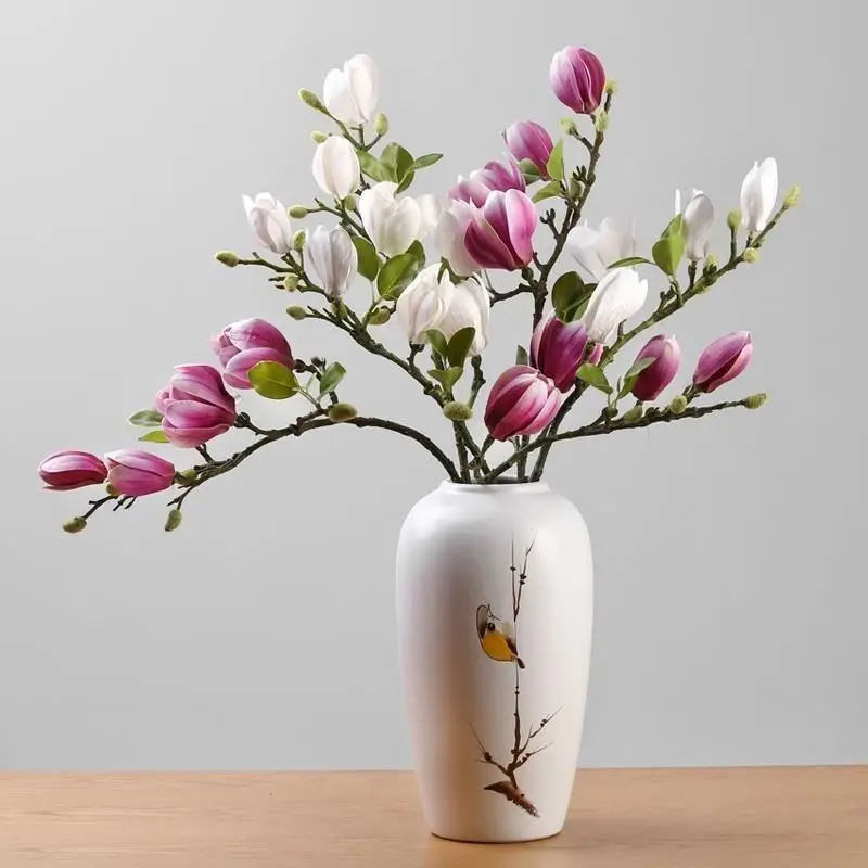 Artificial Silk Magnolia Flowers Home Outdoor Garden Vases Windowsill Wedding Bride Festival Outdoor Arch Decoration Diy Gifts