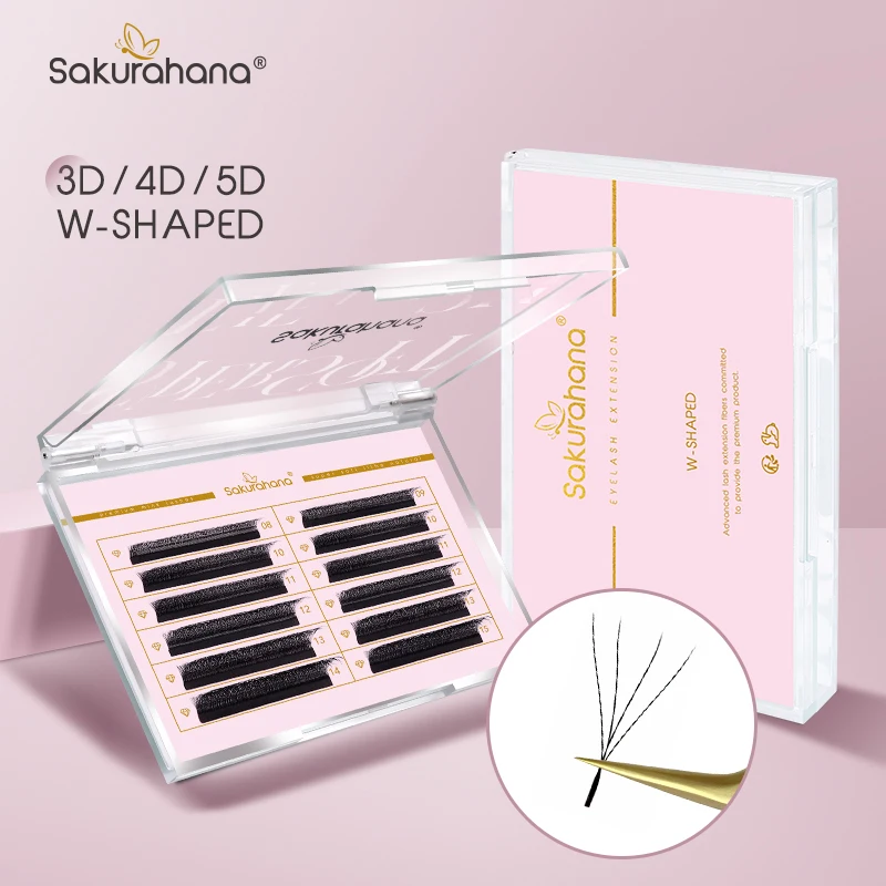 SAKURAHANA Automatische Blüte W-förmige Blüte 3D 4D 5D Vorgefertigte Fächer Natürliche weiche professionelle Wimpern für Make-up Image