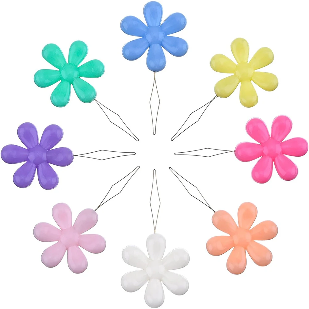 5-100 PCS Zufällige Farbe Blume Kopf Nadel Einfädler Ältere Einfädler Einfädler Nadel Gerät Für Hand Nähen Kreuz Stich nähen Werkzeuge Image