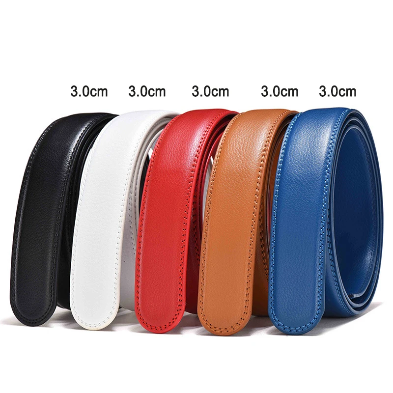 3.0 Cintura da donna con fibbia automatica da 3,5 cm per uomo Cintura da caffè blu rossa bianca nera senza fibbia Cintura in pelle PU senza fibbia