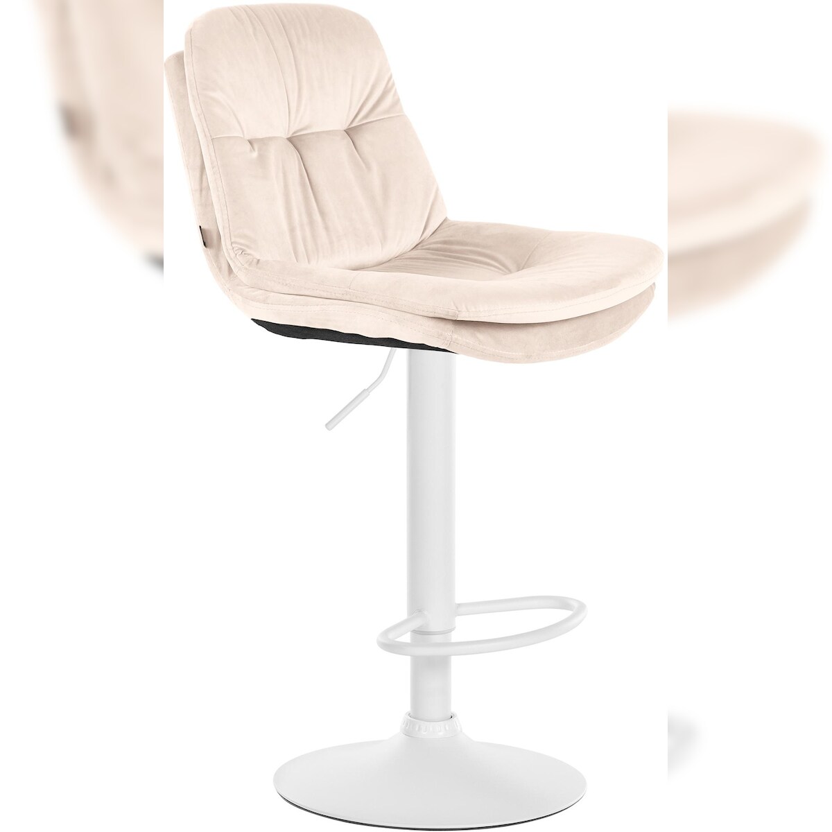 CLP Barhocker Laurel Samt creme/Metall matt weiss Image