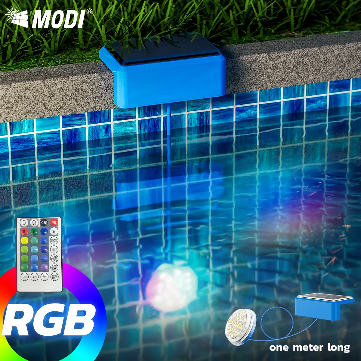 Lampe solaire de piscine étanche IP67, 16 couleurs, lumière sous-marine pour piscine, adaptée aux piscines et aux étangs au sol