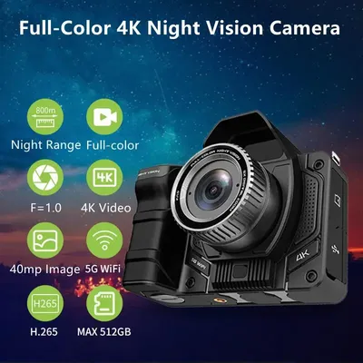 4K Night Vision Camera WIFI APP Full Color Night Range 800m Sony Zoom 400X 40mp Image 18650 64GB