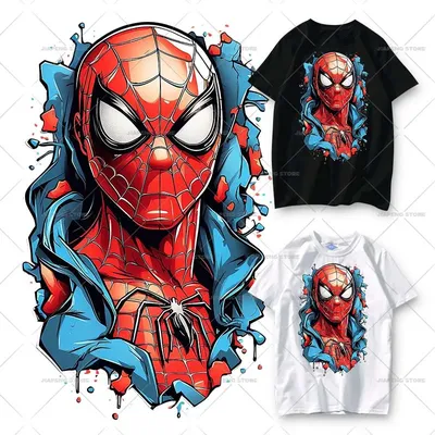 Spiderman Patch Spider Punk Heat Transfers for Clothes Cool Hero Print Vinyl Stickers Applique