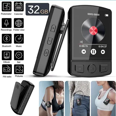 MP3 Player Portable Sport Clip Walkman HiFi Sound Bluetooth-Compatible 5.0 Student Walkman 1.8 Inch