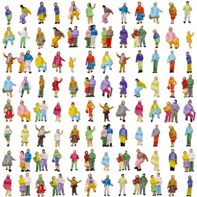 Evemodel P200W 100pcs Model Trains Z scale 1:200 Painted People Figures Scenery Miniature Decoration