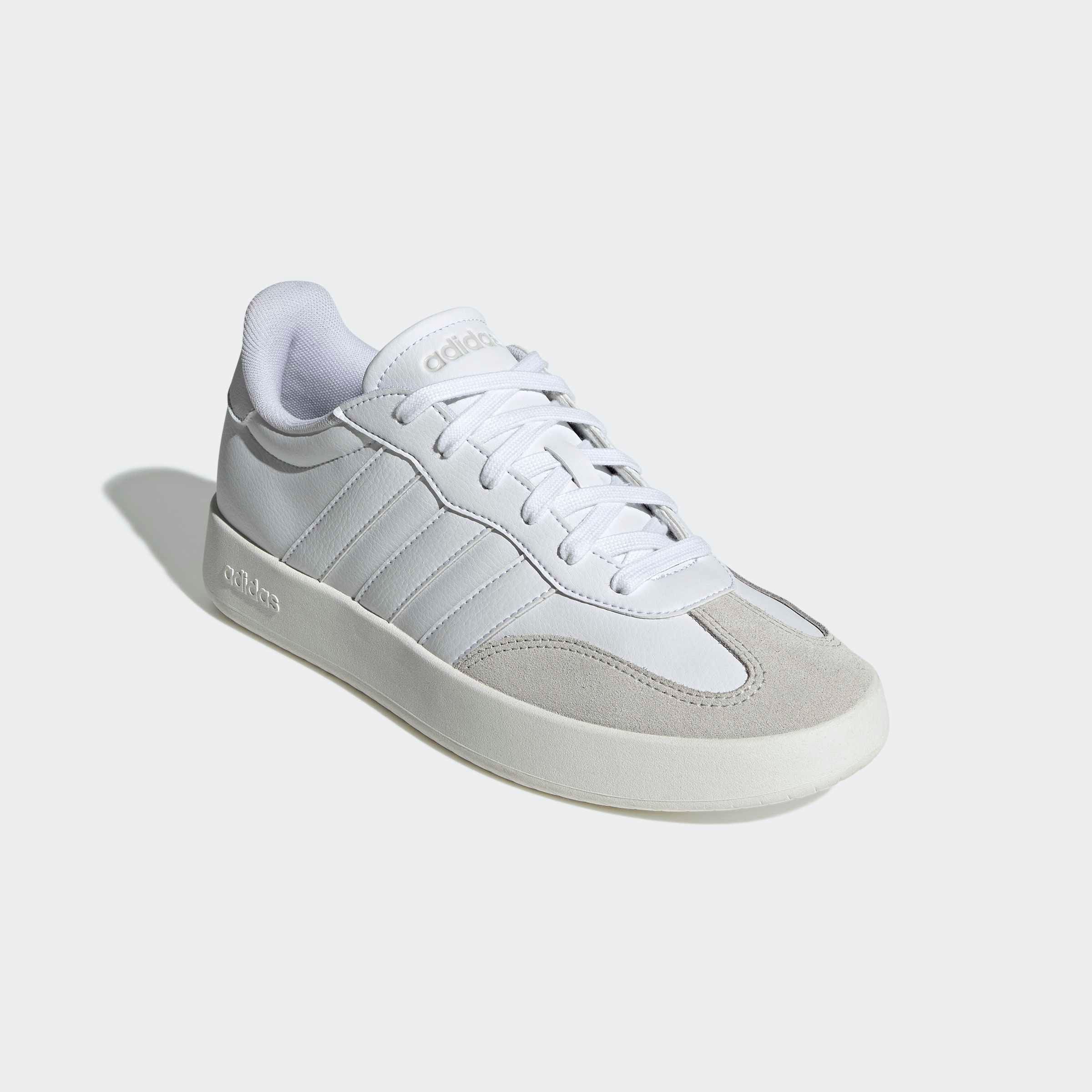 Sneaker ADIDAS SPORTSWEAR "BARREDA", Herren, Gr. 41, weiß (cloud weiß, cloud weiß, grau one), Leder, Synthetik, Schuhe Sneaker, inspiriert vom Design des adidas Handball Spezial