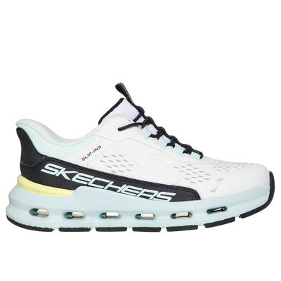 Skechers Girl's Slip-ins: Glide-Step + - Vista Lane Hands Free Slip-ins Sneaker | Size 11.0 | White/Turquoise | Synthetic/Textile | Machine Washable