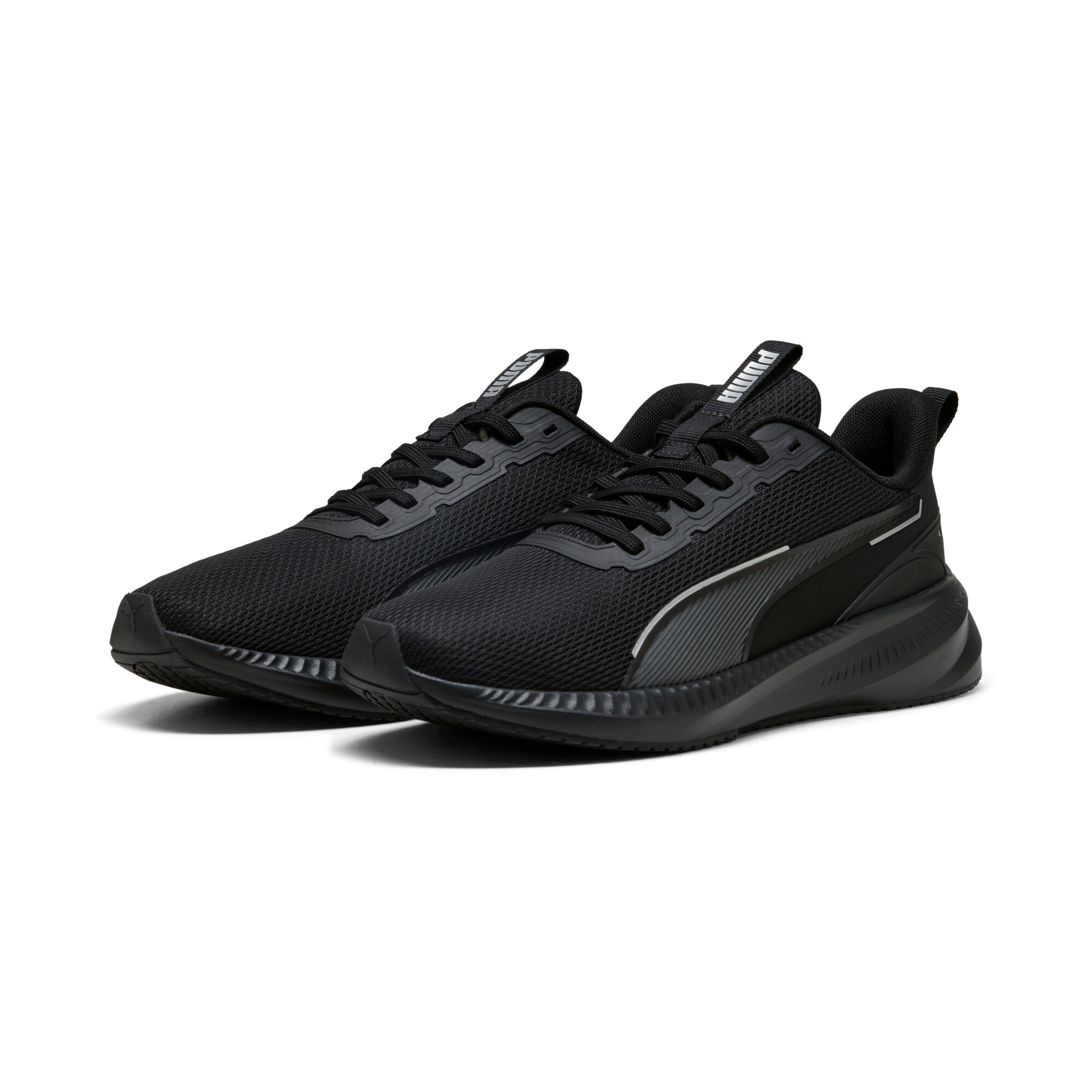 Laufschuh PUMA "FLYER LITE 3", Herren, Gr. 41, schwarz (puma schwarz, puma schwarz, puma silber), Textil, Schuhe Laufschuh