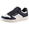 Sneaker SKECHERS "QUICK STREET", Kinder, Gr. 32, blau (navy, weiß), Lederimitat, kontrastfarbene Details, sportlich, Schuhe, Retro Sneaker mit Klettverschluss, Größenschablone zum Download
