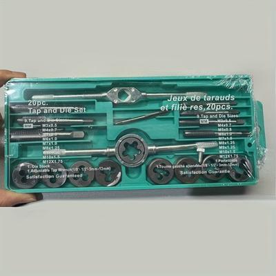 TEMU 20/40pcs Metric Tap Die Set M3-m12 Screw Thread Taps, Alloy Metal, Hand Tools, With Bag, Use Without Electricity, For Diy Image
