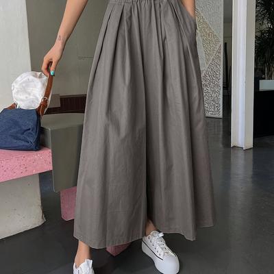 TEMU Slant Pockets Wide Leg Pants, Casual Elastic Waist Loose Pants For , Women's Clothing Image
