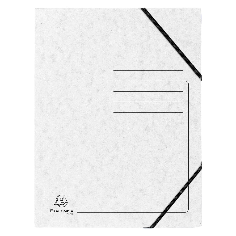 Exacompta 555406E 25x Eckspannmappe mit Gummizug, ohne Klappen, Colorspan-Karton 355g/m2, A4 - Weiß Image