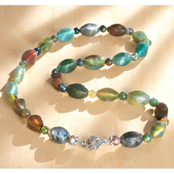 Achat-Kette mit Magnet-Kugelverschluss, grün Image