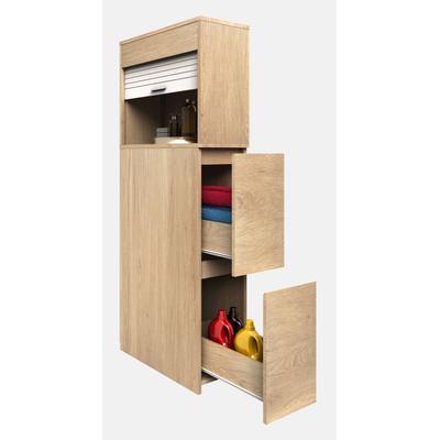 Hochschrank VCM "VCM Badmöbel Nischenschrank Maße: H. 131 x B. 25 x T. 48 cm Raumteiler 2 Schubladen 1 großes offenes Fach mit Rolladen - Tasalo" Gr. 25, honig, eiche, B:25cm H:131cm T:48cm, Obermaterial: 100% Holz Wood., Schränke Image