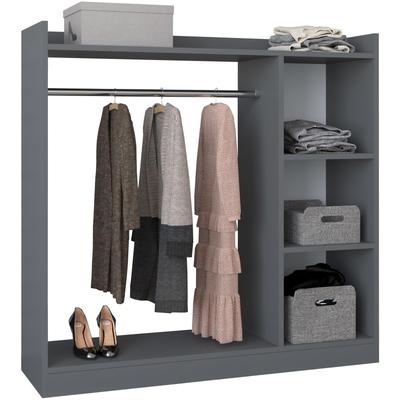 Kleiderschrank VCM "Offener begehbarer Kleiderschrank Regal Palosa M" Gr. 115, grau (anthrazit), B:115cm H:115cm T:35cm, Obermaterial: 100% Holz Wood., Schränke Image