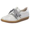 Slip-On Sneaker RIEKER, Damen, Gr. 43, weiß (silbergrau, weiß), Lederimitat, metallic, sportlich, Schuhe, Slipper, Halbschuh, Freizeitsneaker mit modischem Schnürelement