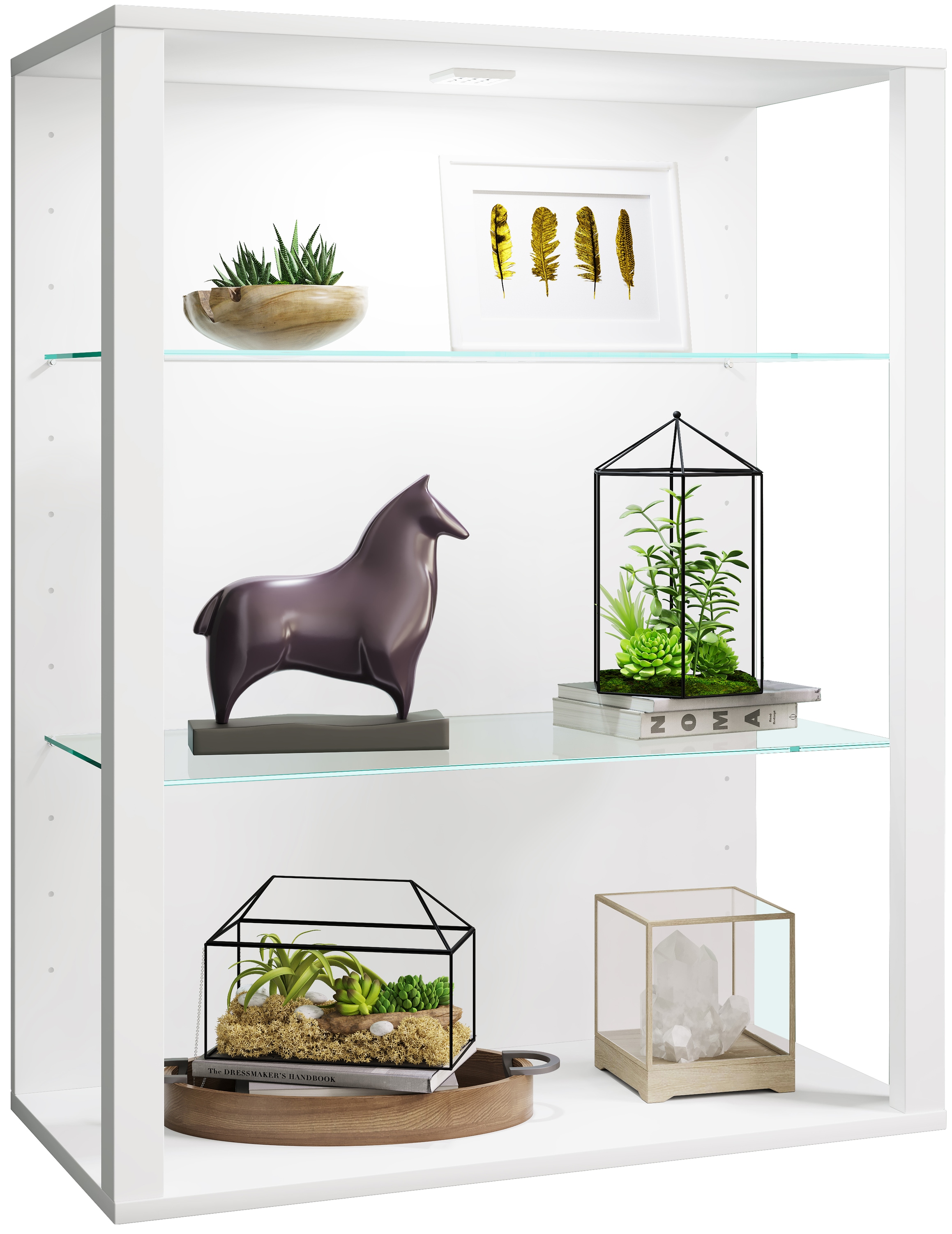 Wandregal VCM "olz Glas Stand Vitrine Sammelvitrine Glasol LW" Gr. 70, weiß, B:70cm, Regale, Wandregal