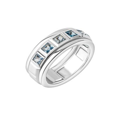 Celesta - Ring 925 Silber rhodiniert Blautopas 925/- Sterling Silber Blautopas beh. blau Ringe 1 ct Weiss Damen