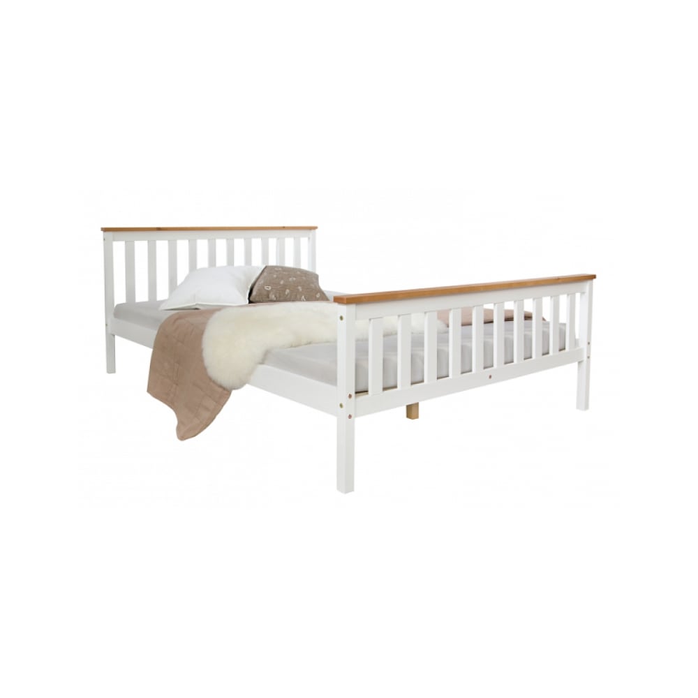 Lit Futon Double 140x200 en Bois Blanc Élégant