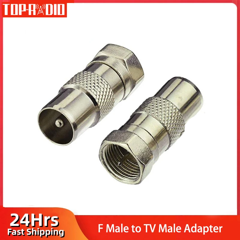1PC F Male to TV Male Converter Satellite Coax Connector Nickel-Plated Cable TV Set-Top Box Antenna Adapter