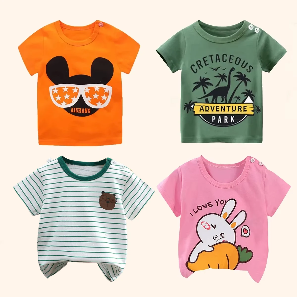 Children's Clothing T-Shirt Kids Clothes Boys Girls Summer Cartoon Tops Short Sleeve Clothes 100% Cotton Baby Clothing