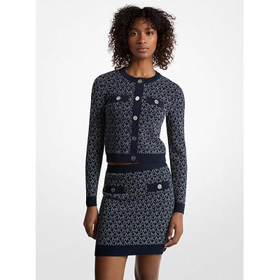 Michael Kors Logo Jacquard Knit Skirt Blue S