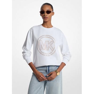 Michael Kors Embellished Logo Cotton Blend Sweatshirt White S