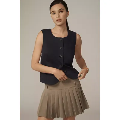 By Anthropologie Shrunken Cotton Vest Blouse